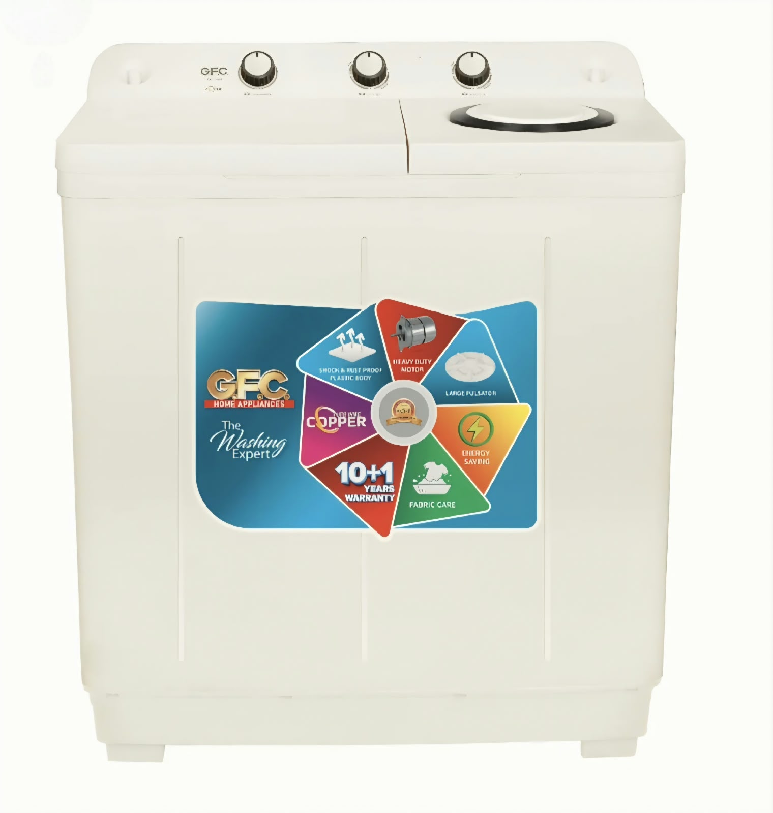 GFC TWIN TUB WASHER+DRYER MACHINE GF1100 COPPER